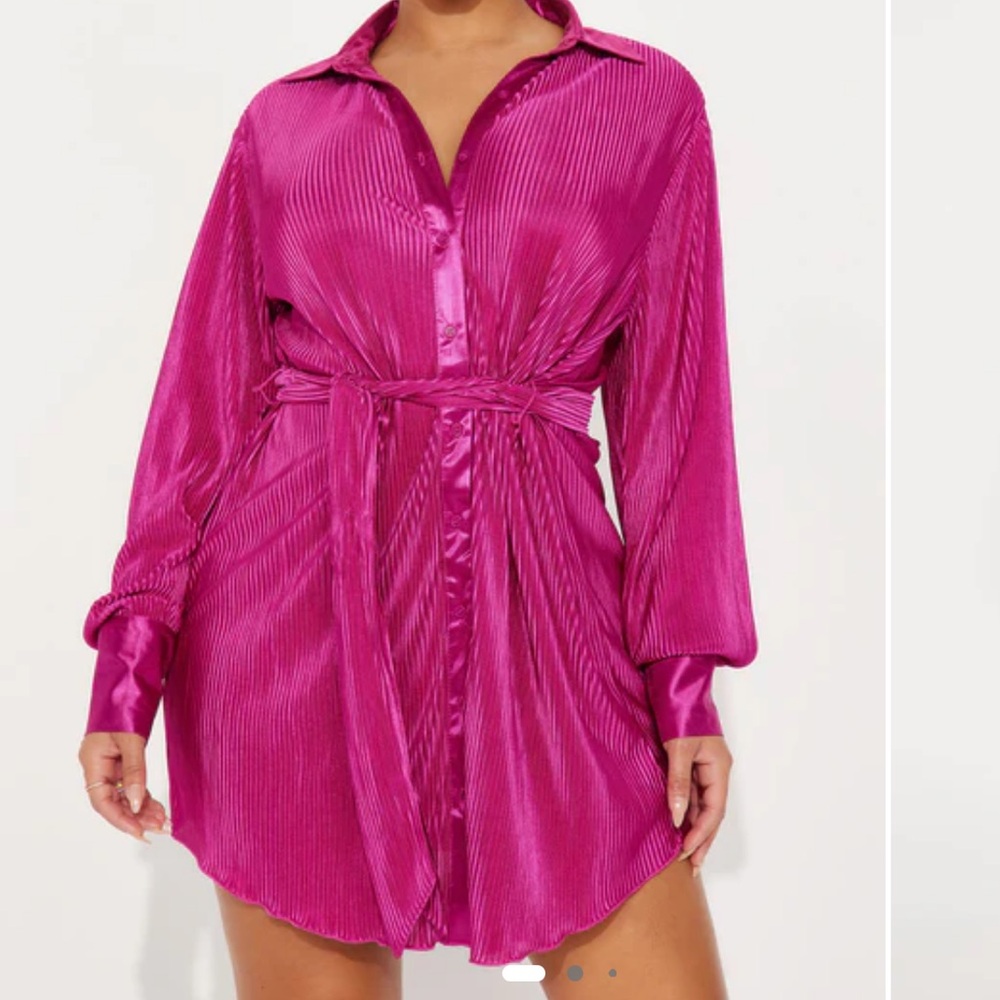 Fashion Nova Fuchsia Shirt Dress